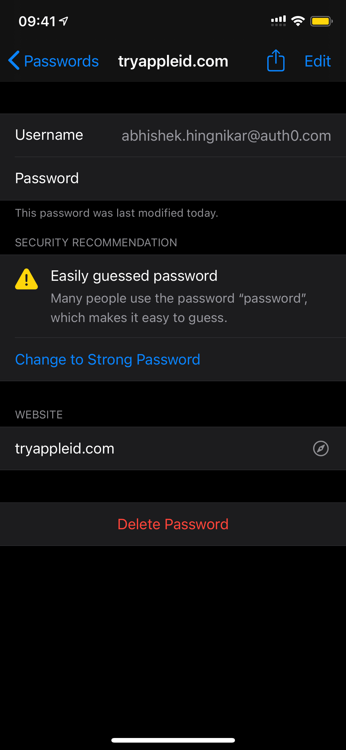 Apple Keychain easily guessed weak password