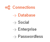 Auth0&apos;s Dashboard Connections menu