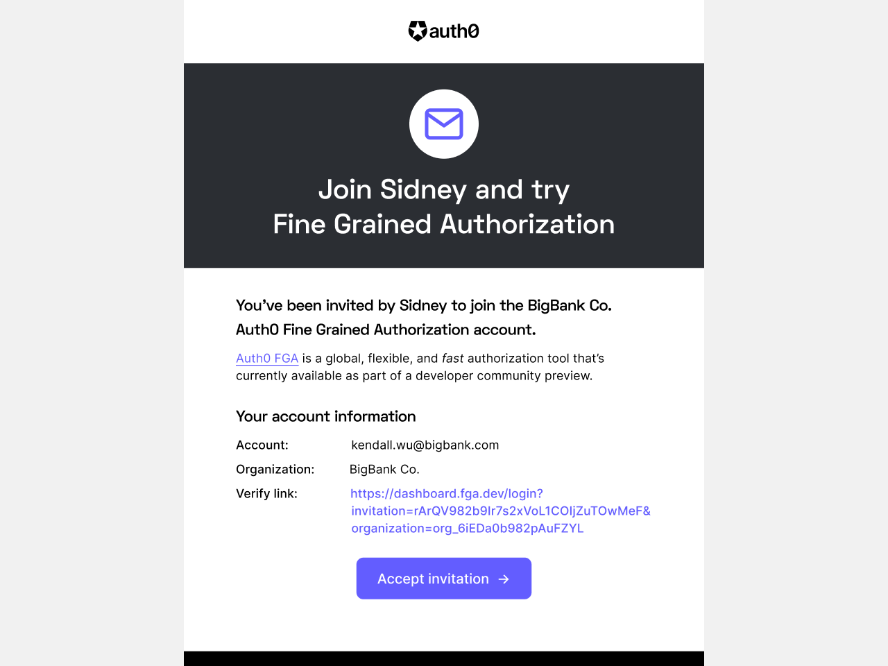 Image showing email invitation