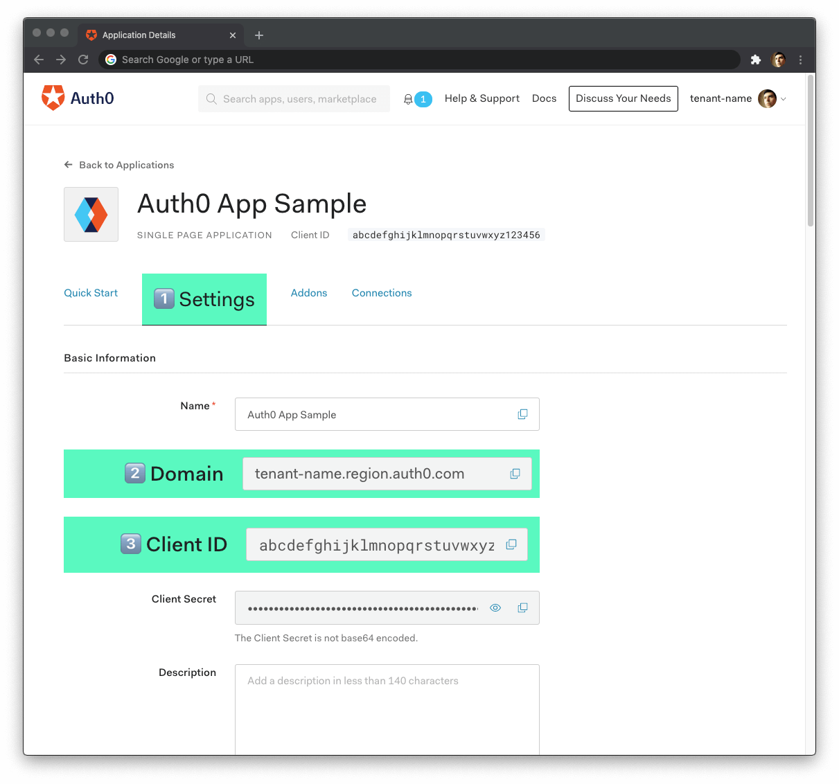 Auth0 application settings to enable user authentication