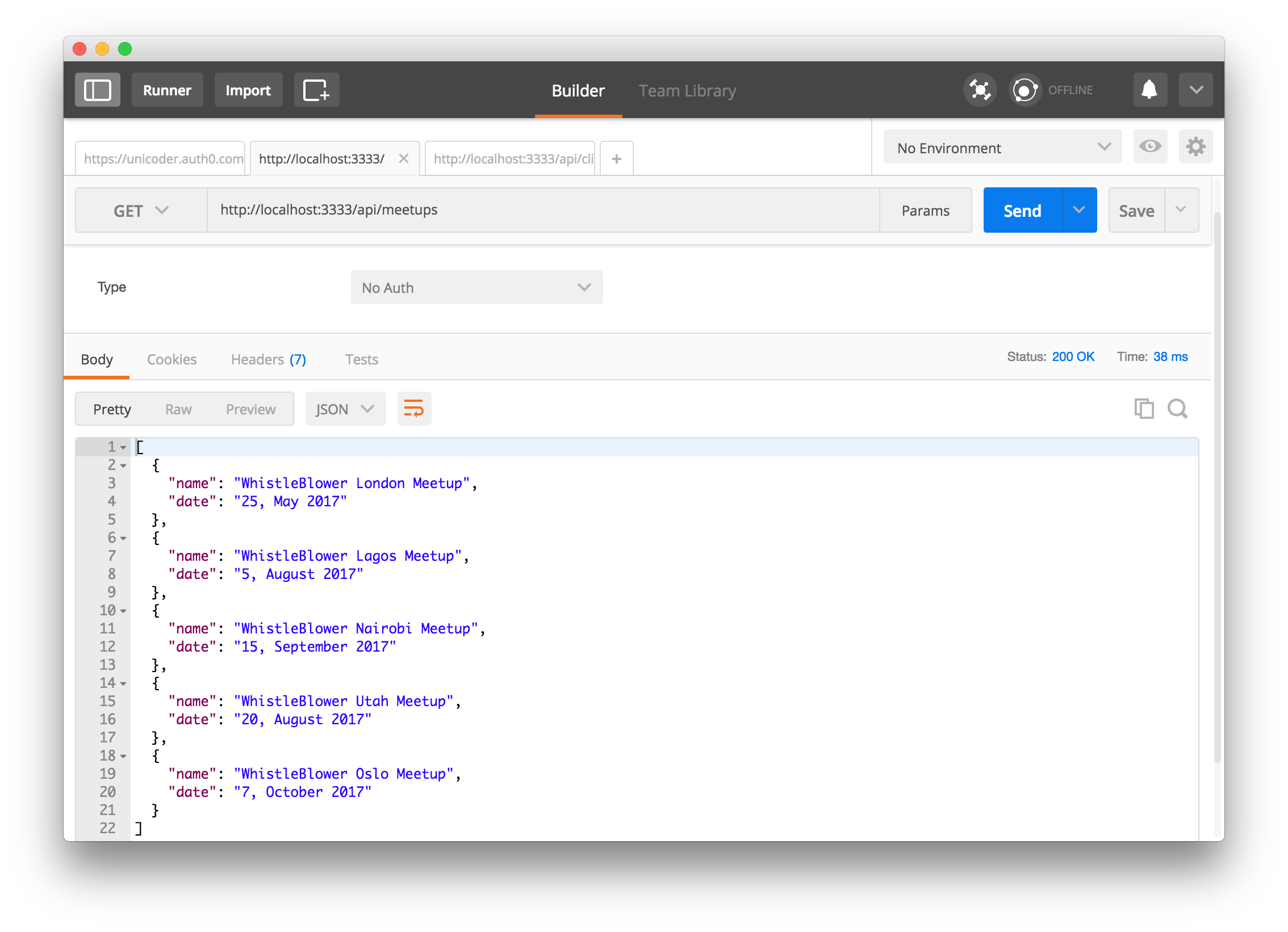 API serving meetups