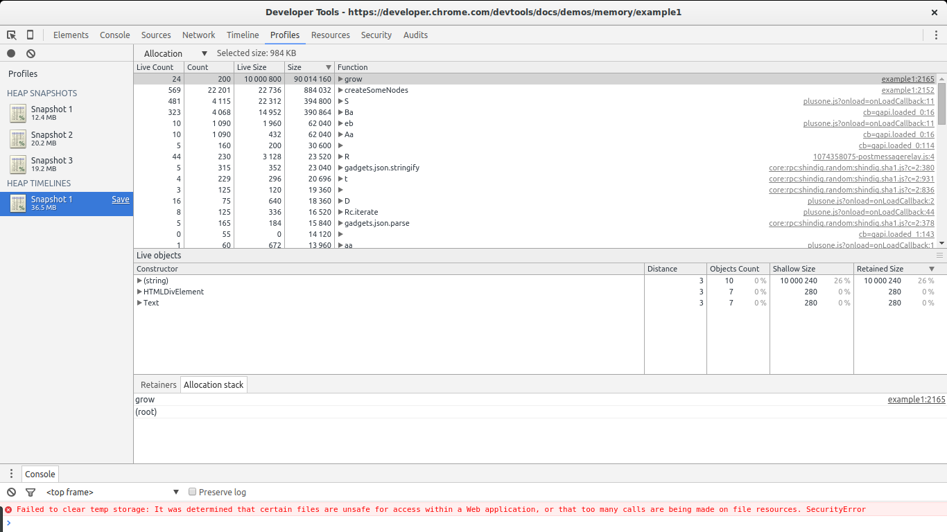 Allocations in heap allocations results