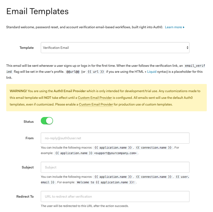 Auth0 Email Templates