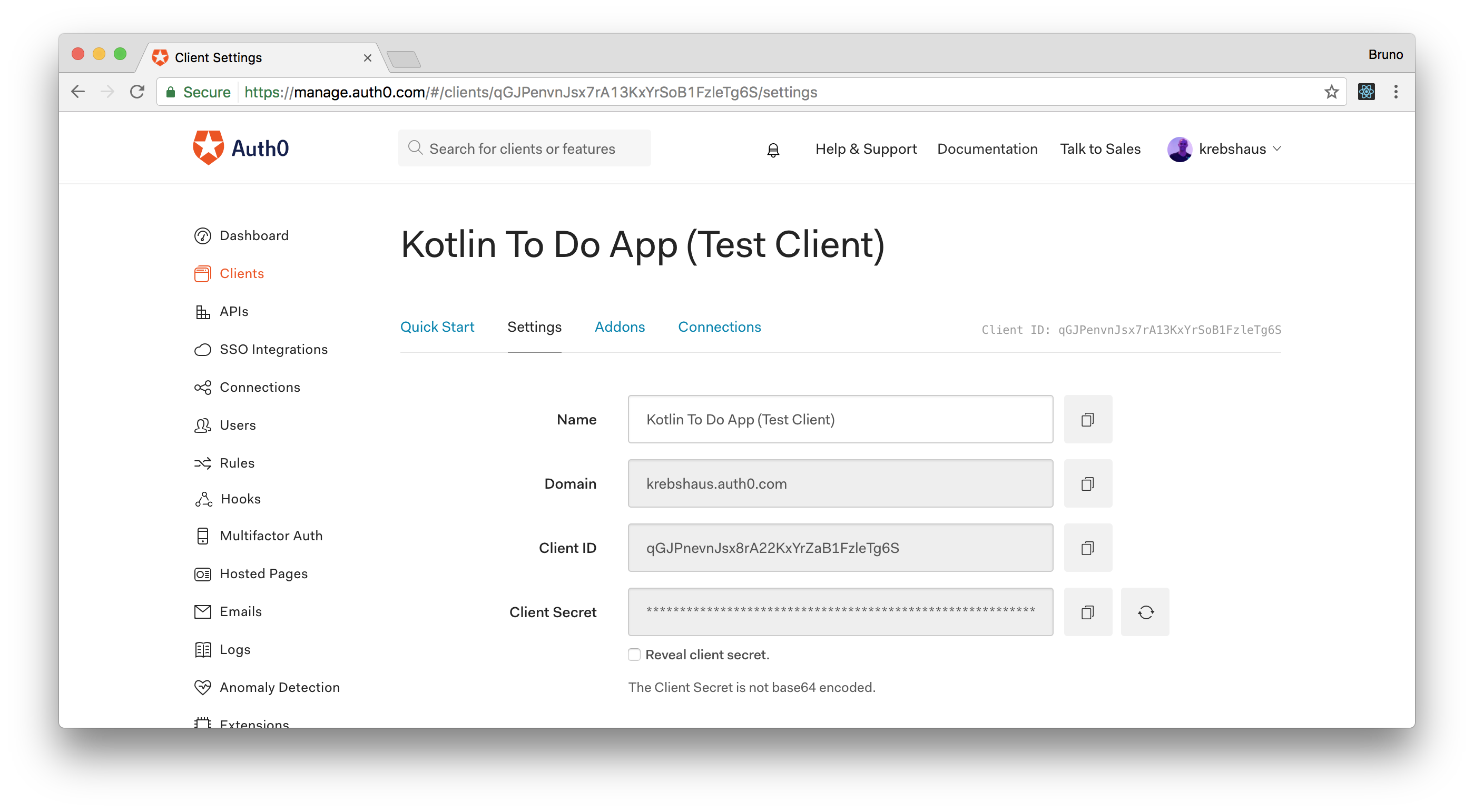 Test client created by Auth0