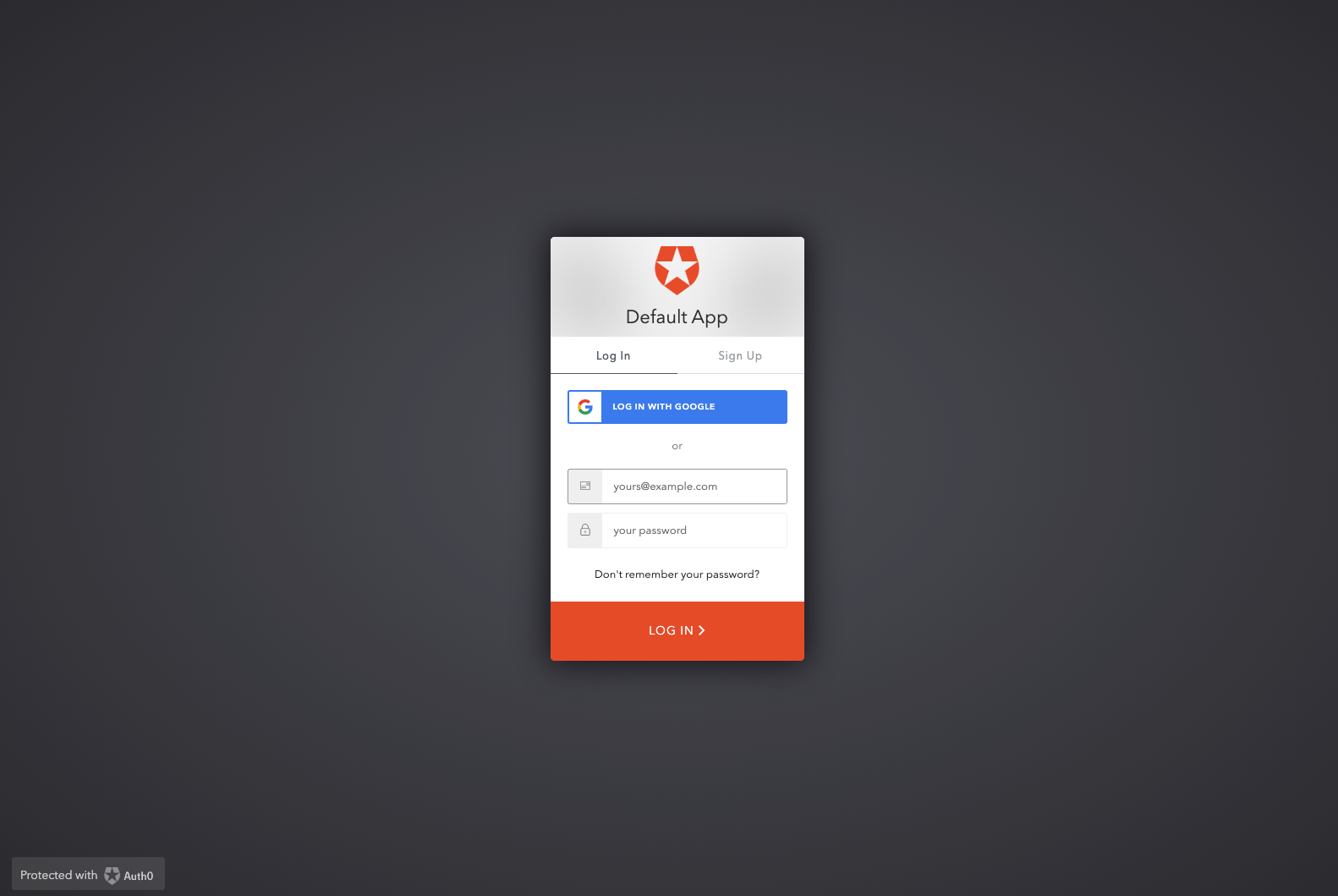 Laravel 6 Auth0 default app Login modal