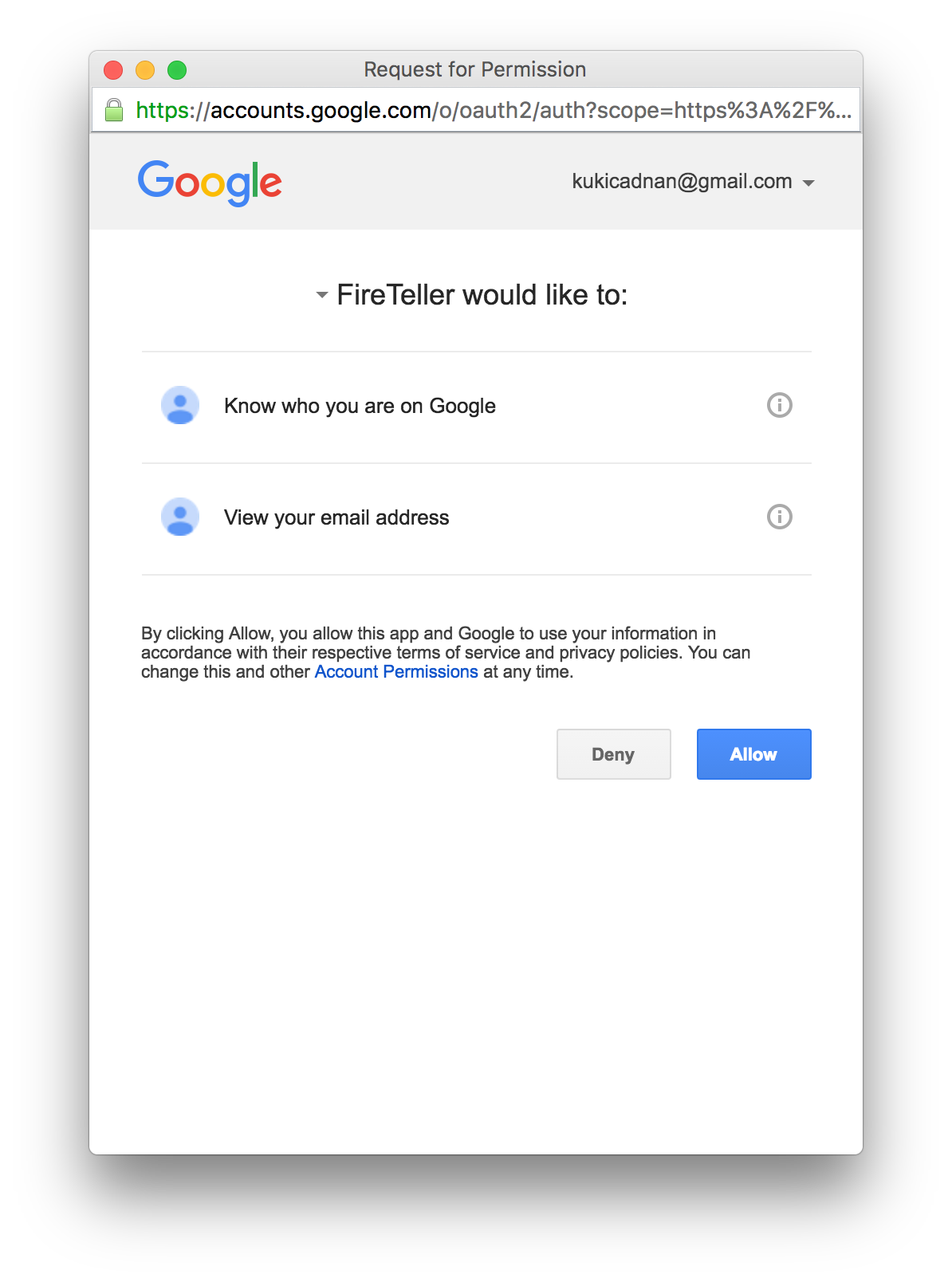 Authentication with Google