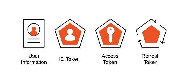 Identity icons for users, authentication, and API interaction graphics