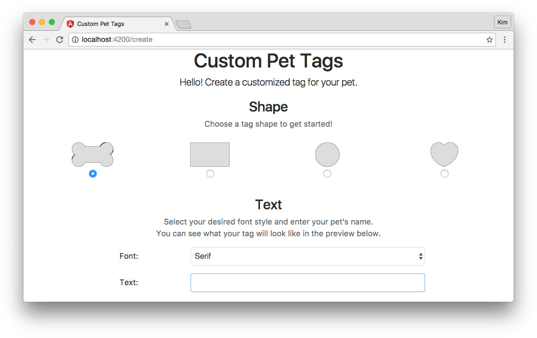 Angular app with ngrx/store dumb component tag text