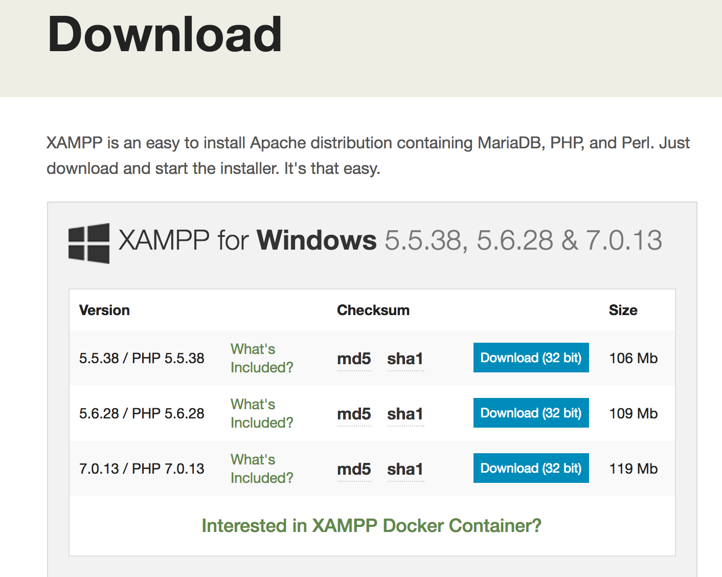 Building php. XAMPP download. Php 5. Php 7.4. Php Intl.