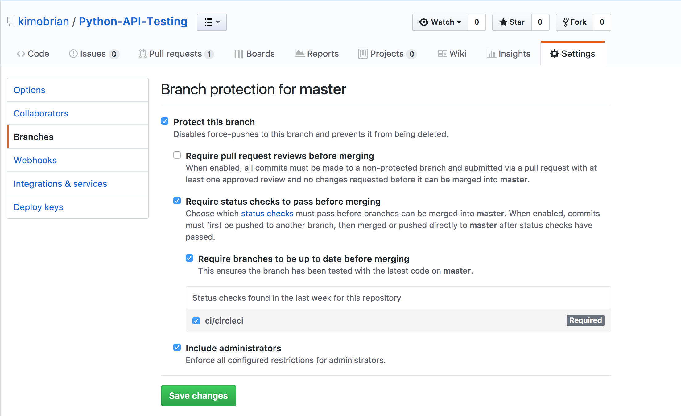 Github branch protect