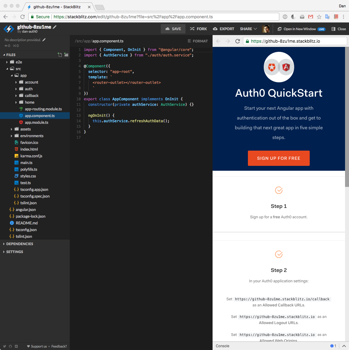 Create Secure Angular Apps in the Cloud with StackBlitz and Auth0