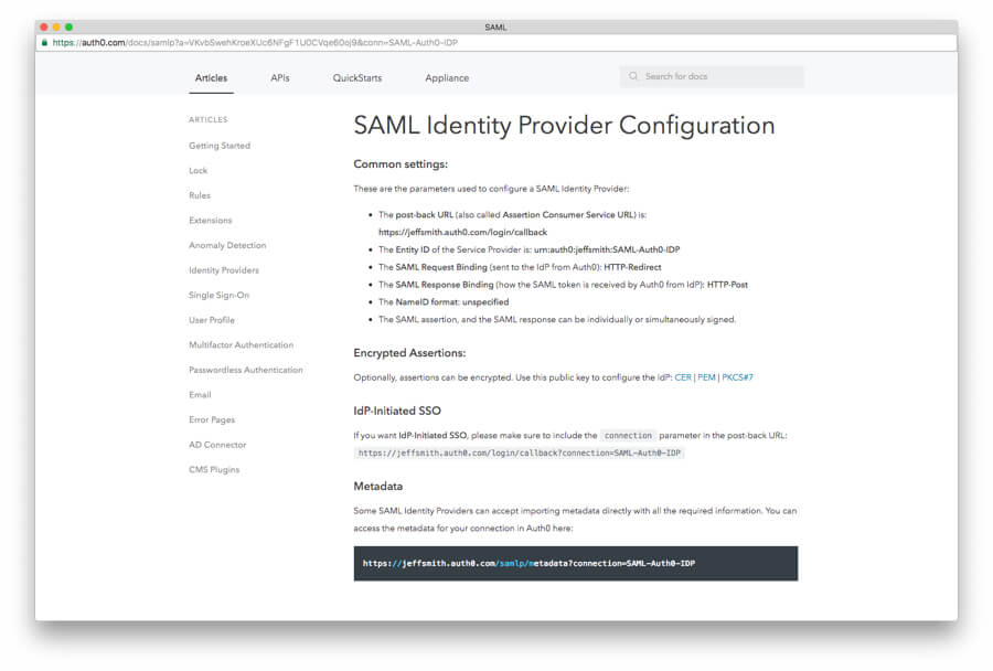 SAML Identity Provider Configuration