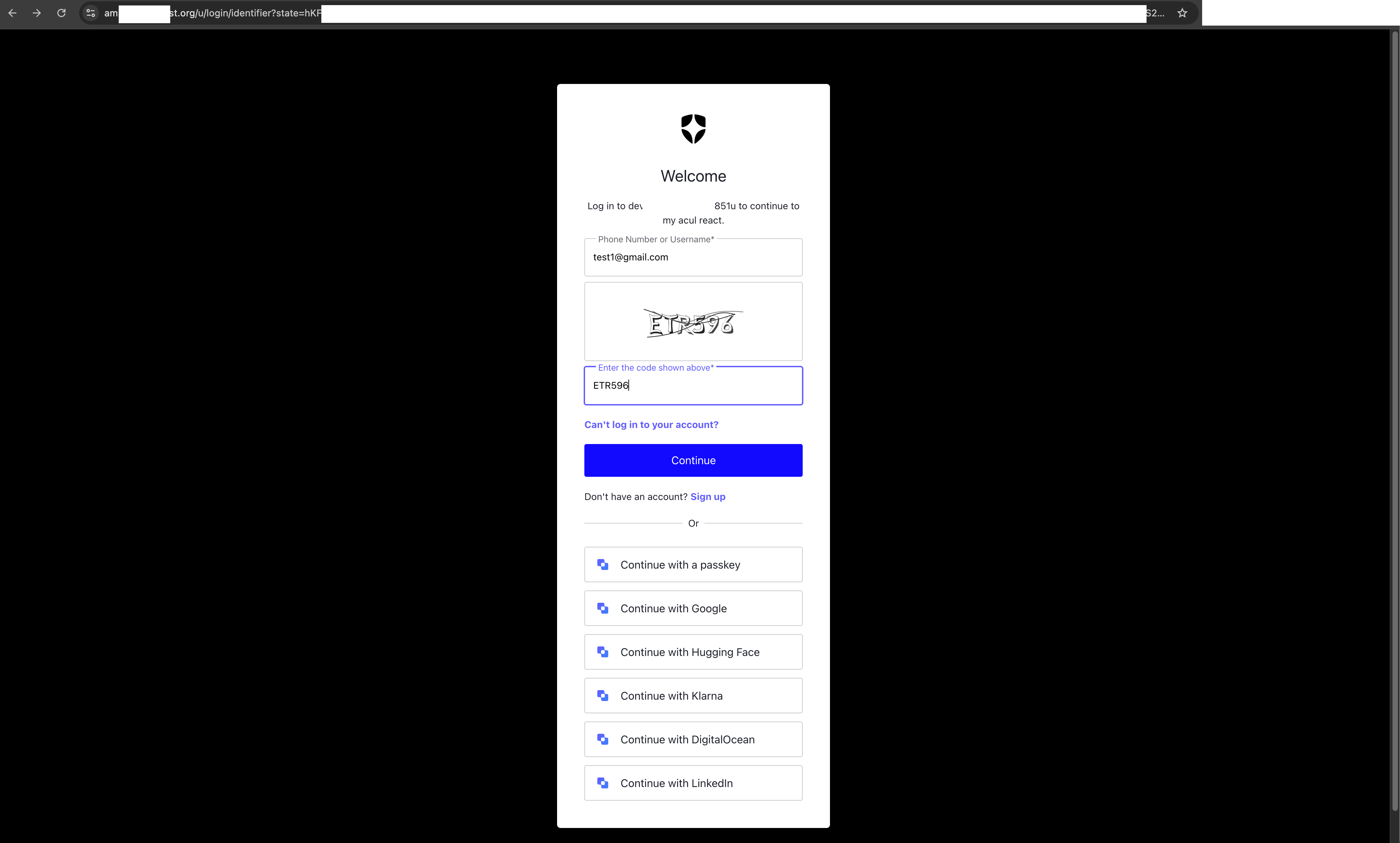 Login ID Screen deployed with ACUL