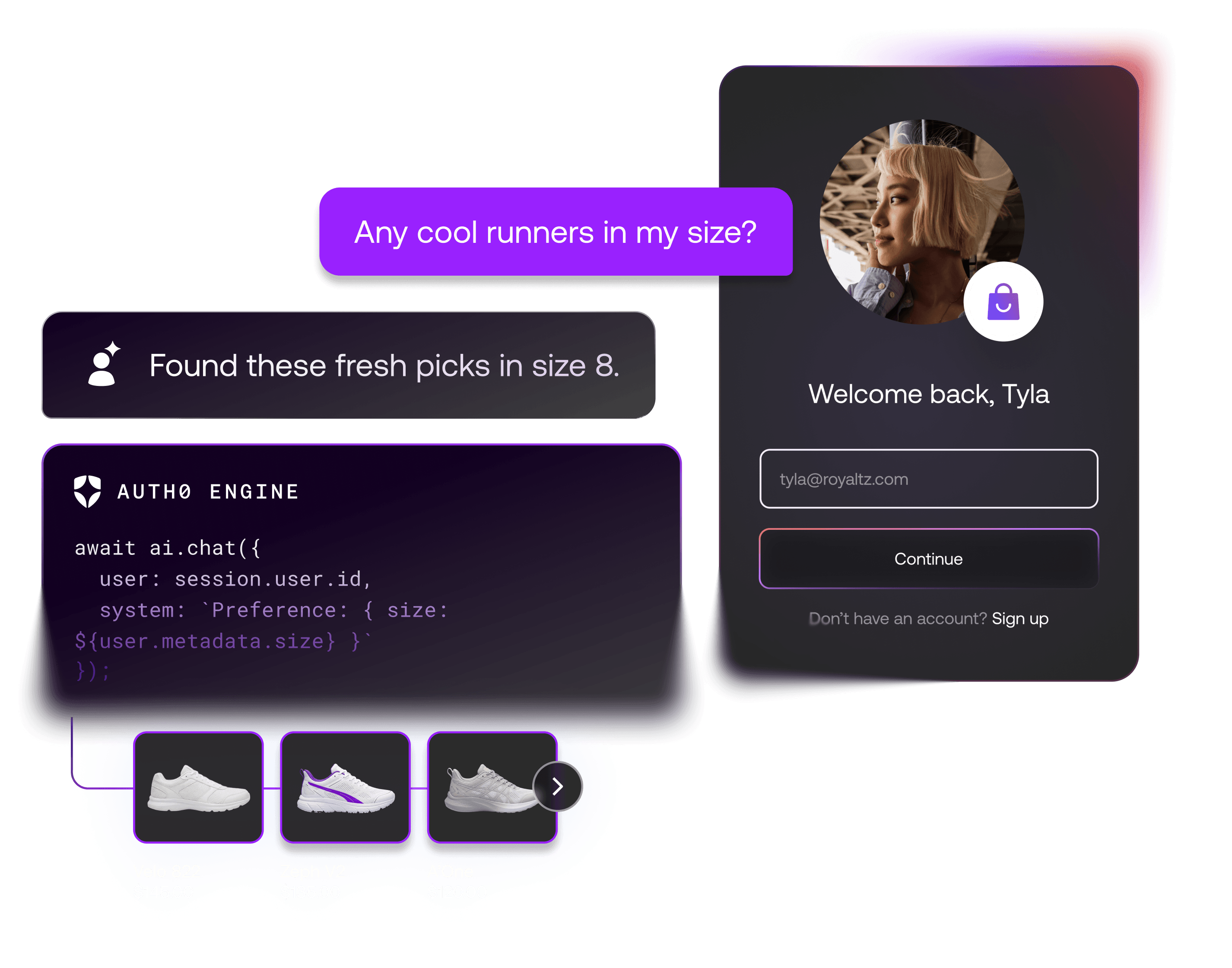 Auth0 AI uses identity data to surface personalized commerce recommendations.